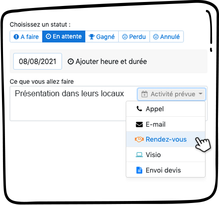 Always have a next action on your leads. Suivi commercial