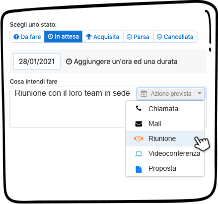 Pianifica sempre l'azione successiva. follow-up commerciale